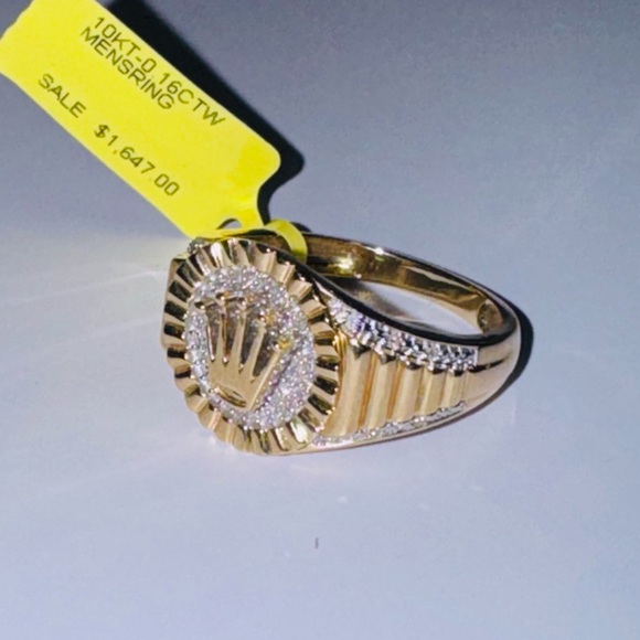 Other - 10k Solid Gold Real Diamond Mens Ring, Luxury Crown Ring, FREE APPRAISAL, SALE!